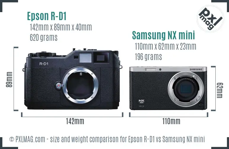Epson R-D1 vs Samsung NX mini size comparison
