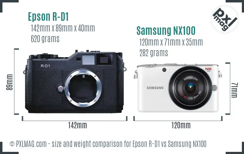 Epson R-D1 vs Samsung NX100 size comparison