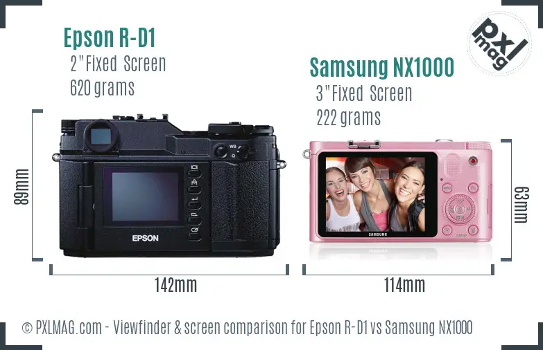 Epson R-D1 vs Samsung NX1000 Screen and Viewfinder comparison