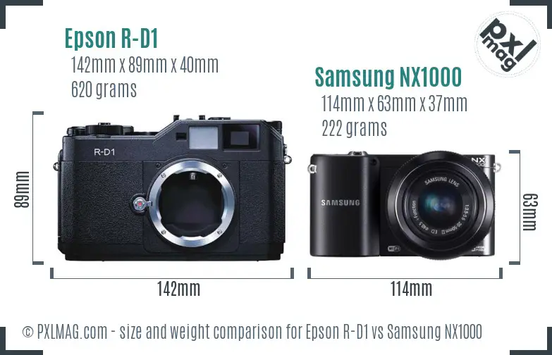 Epson R-D1 vs Samsung NX1000 size comparison