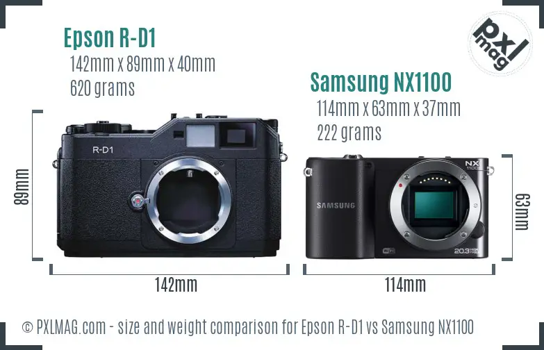 Epson R-D1 vs Samsung NX1100 size comparison