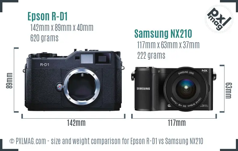 Epson R-D1 vs Samsung NX210 size comparison