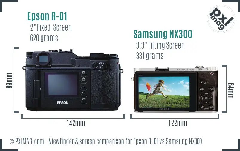 Epson R-D1 vs Samsung NX300 Screen and Viewfinder comparison