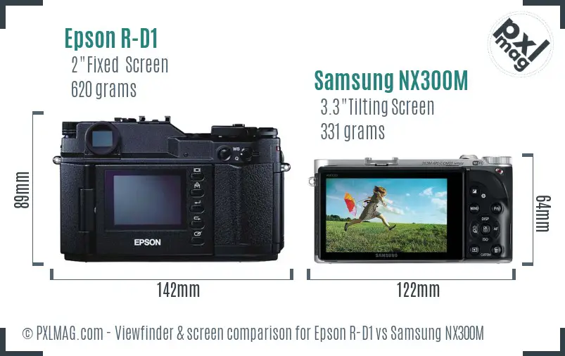 Epson R-D1 vs Samsung NX300M Screen and Viewfinder comparison