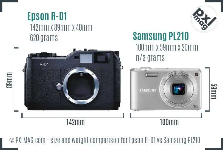 Epson R-D1 vs Samsung PL210 size comparison
