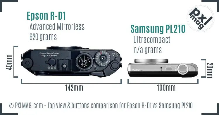 Epson R-D1 vs Samsung PL210 top view buttons comparison