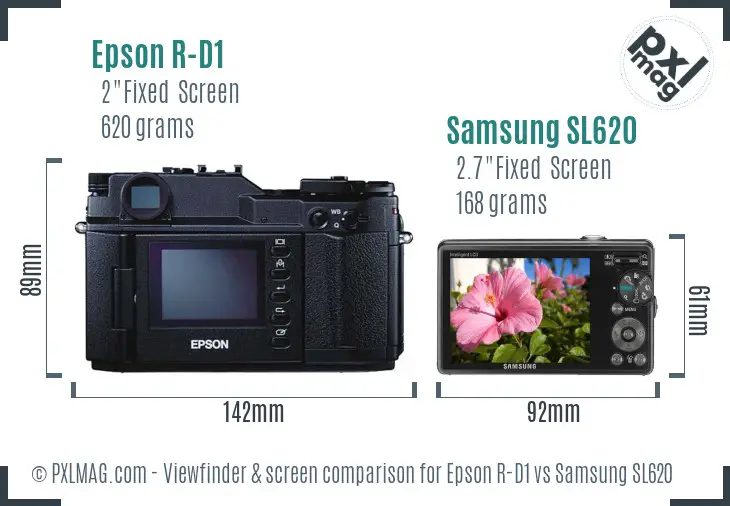 Epson R-D1 vs Samsung SL620 Screen and Viewfinder comparison