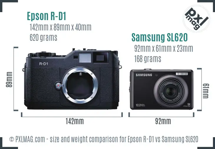 Epson R-D1 vs Samsung SL620 size comparison