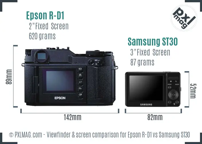 Epson R-D1 vs Samsung ST30 Screen and Viewfinder comparison