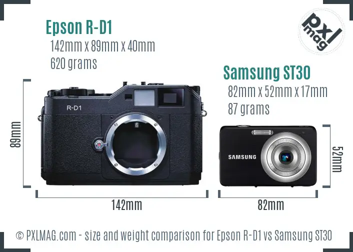 Epson R-D1 vs Samsung ST30 size comparison
