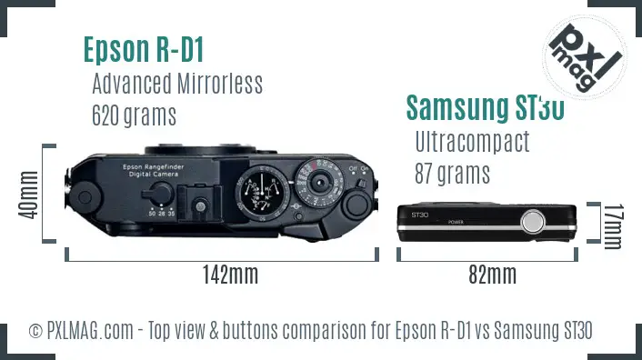 Epson R-D1 vs Samsung ST30 top view buttons comparison