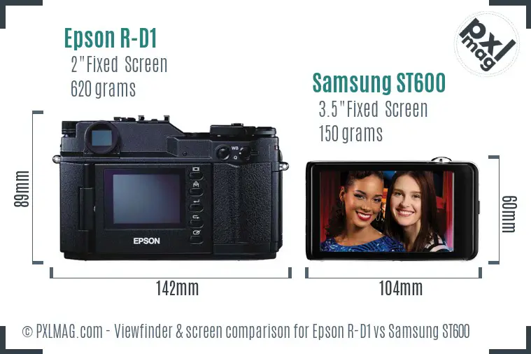 Epson R-D1 vs Samsung ST600 Screen and Viewfinder comparison