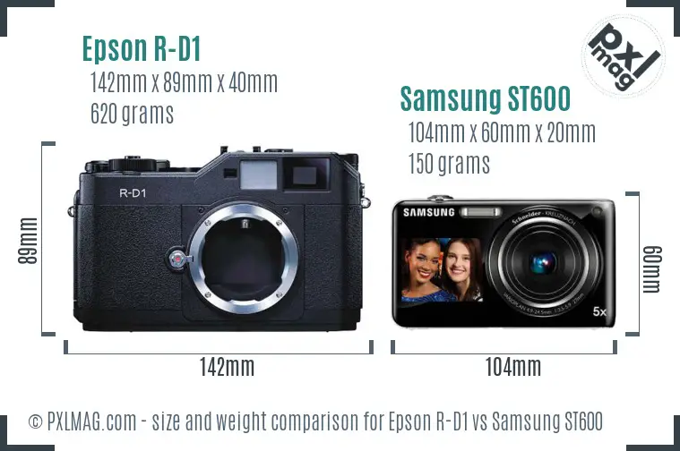 Epson R-D1 vs Samsung ST600 size comparison