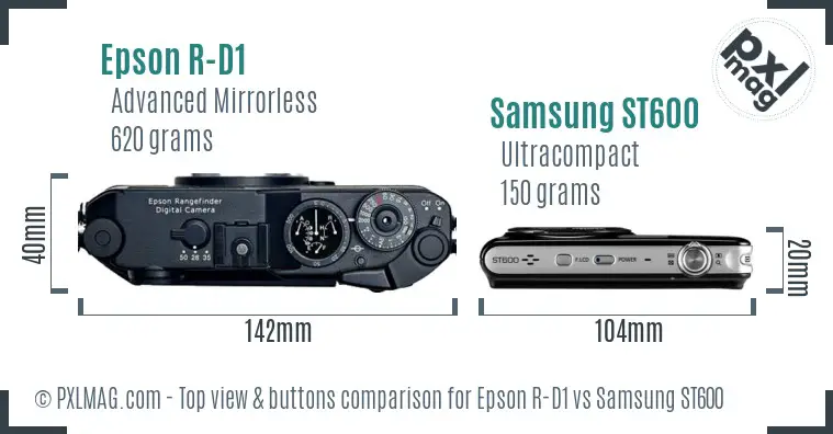 Epson R-D1 vs Samsung ST600 top view buttons comparison