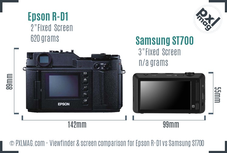 Epson R-D1 vs Samsung ST700 Screen and Viewfinder comparison