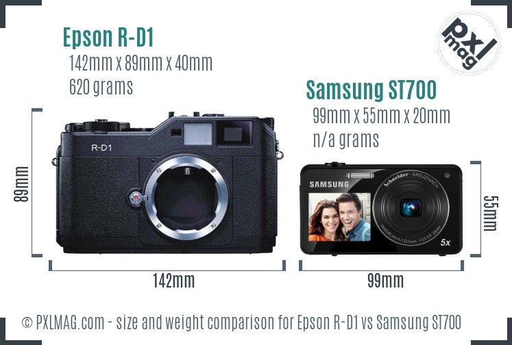Epson R-D1 vs Samsung ST700 size comparison Epson R-D1 vs Samsung ST700 size comparison
