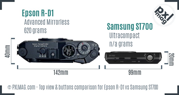 Epson R-D1 vs Samsung ST700 top view buttons comparison
