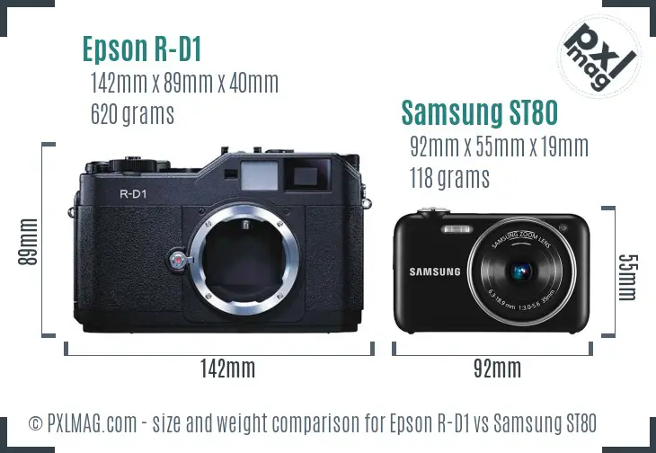 Epson R-D1 vs Samsung ST80 size comparison