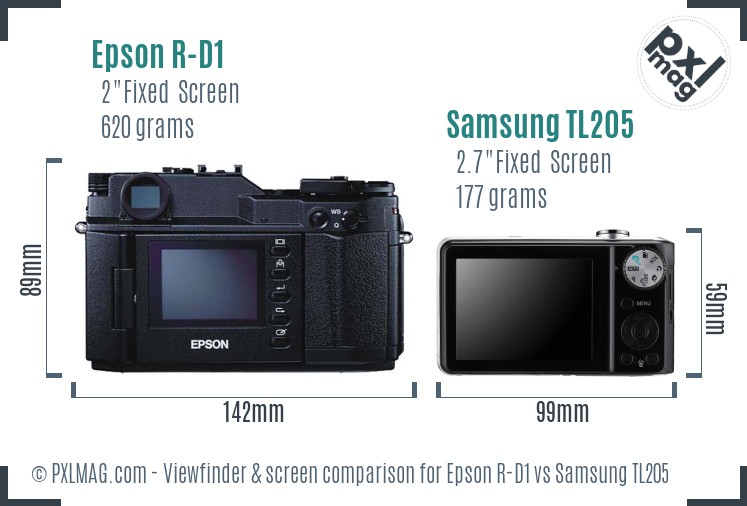 Epson R-D1 vs Samsung TL205 Screen and Viewfinder comparison