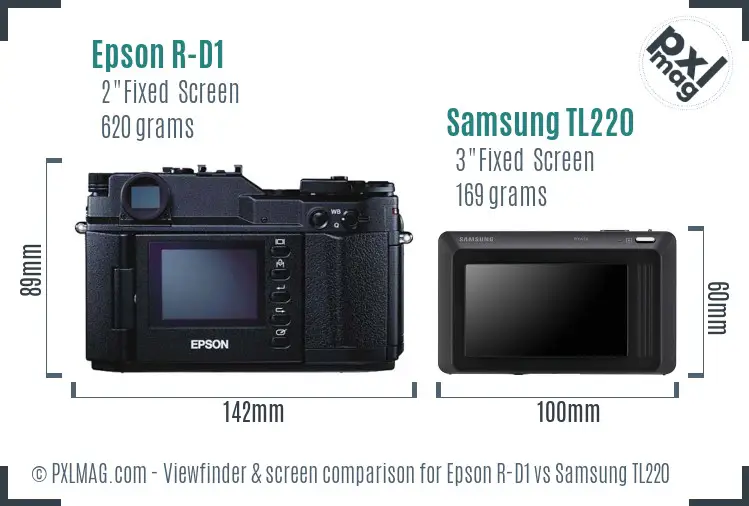 Epson R-D1 vs Samsung TL220 Screen and Viewfinder comparison