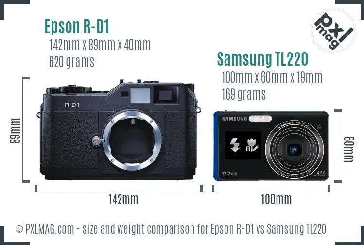 Epson R-D1 vs Samsung TL220 size comparison