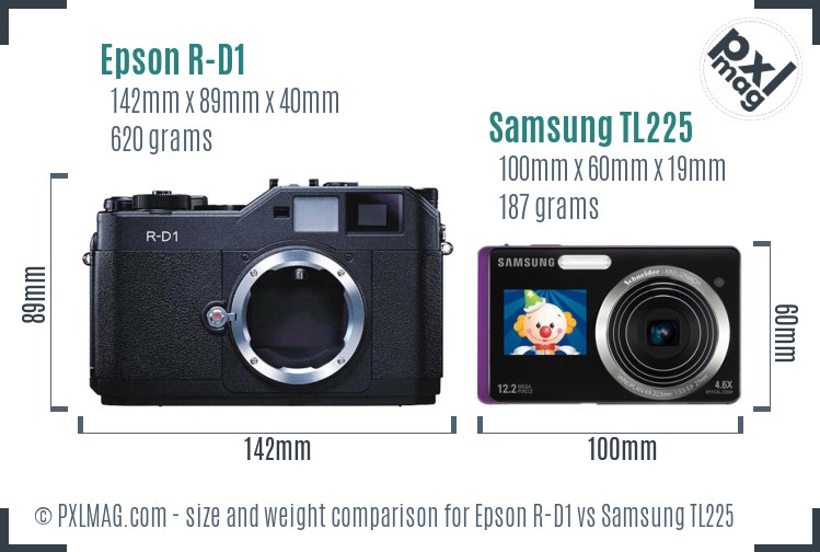 Epson R-D1 vs Samsung TL225 size comparison