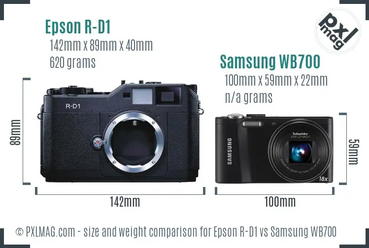 Epson R-D1 vs Samsung WB700 size comparison