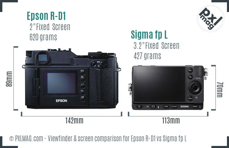 Epson R-D1 vs Sigma fp L Screen and Viewfinder comparison