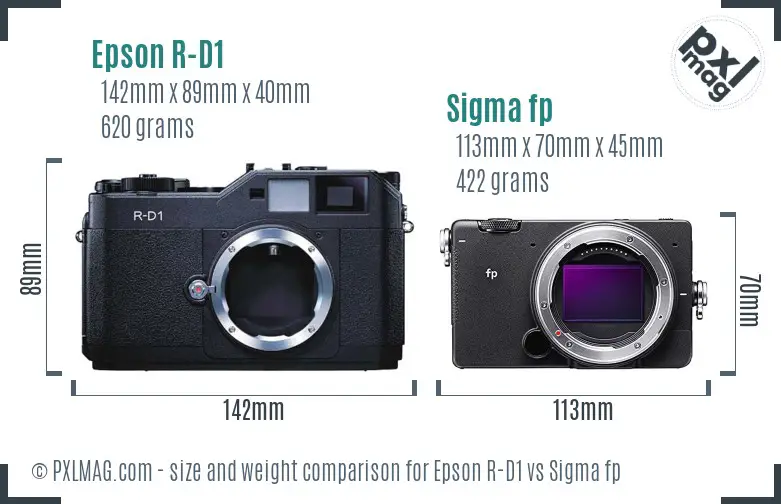 Epson R-D1 vs Sigma fp size comparison