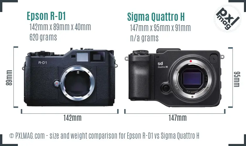 Epson R-D1 vs Sigma Quattro H size comparison