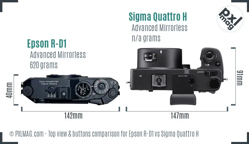 Epson R-D1 vs Sigma Quattro H top view buttons comparison