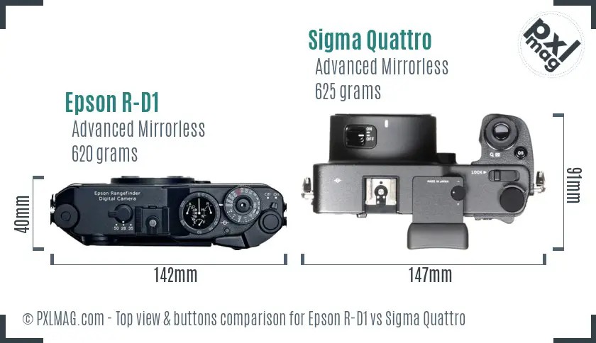 Epson R-D1 vs Sigma Quattro top view buttons comparison