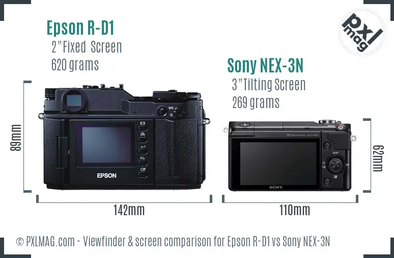 Epson R-D1 vs Sony NEX-3N Screen and Viewfinder comparison