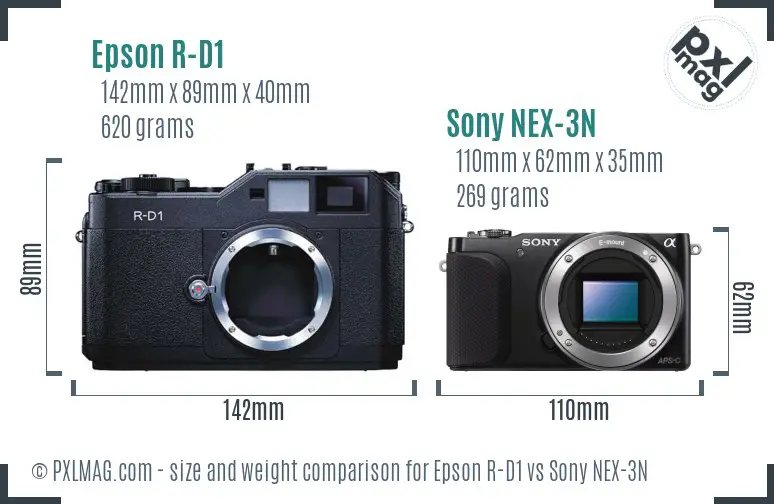 Epson R-D1 vs Sony NEX-3N size comparison