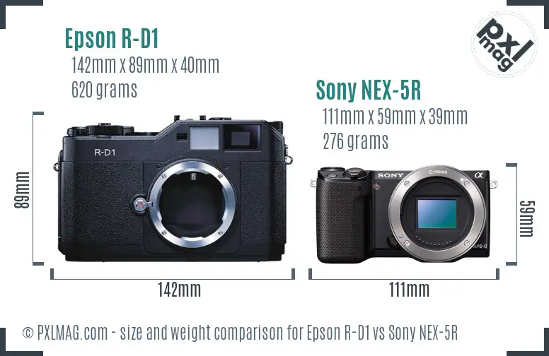 Epson R-D1 vs Sony NEX-5R size comparison