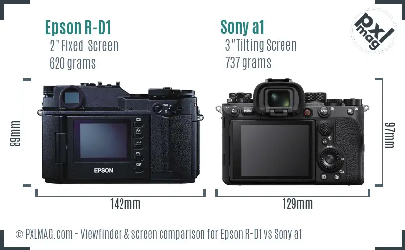 Epson R-D1 vs Sony a1 Screen and Viewfinder comparison Epson R-D1 vs Sony a1 Screen and Viewfinder comparison
