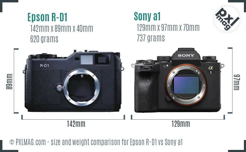 Epson R-D1 vs Sony a1 size comparison Epson R-D1 vs Sony a1 size comparison