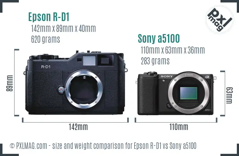 Epson R-D1 vs Sony a5100 size comparison