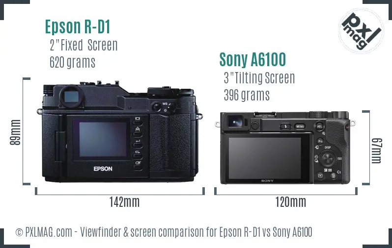 Epson R-D1 vs Sony A6100 Screen and Viewfinder comparison