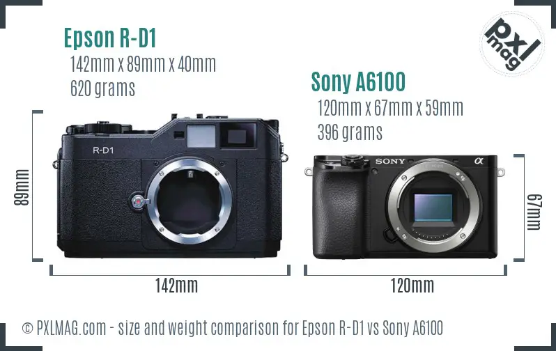 Epson R-D1 vs Sony A6100 size comparison