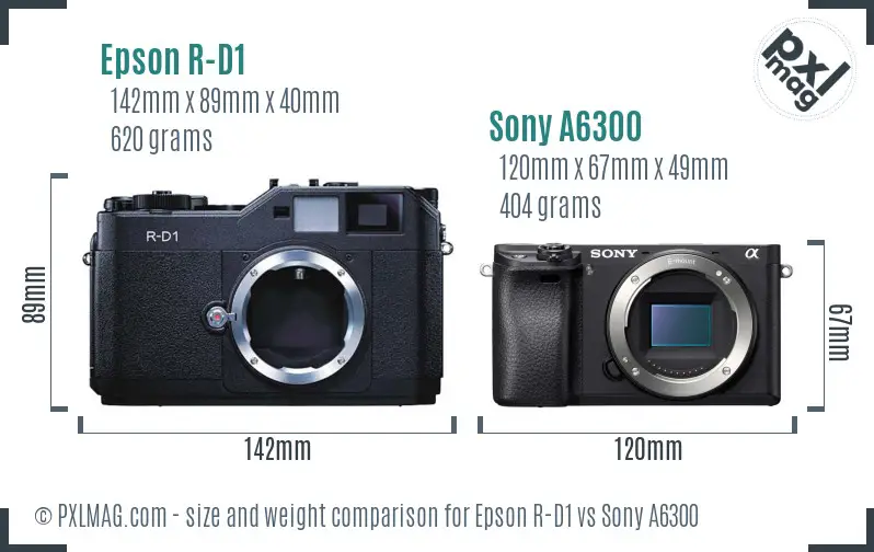 Epson R-D1 vs Sony A6300 size comparison
