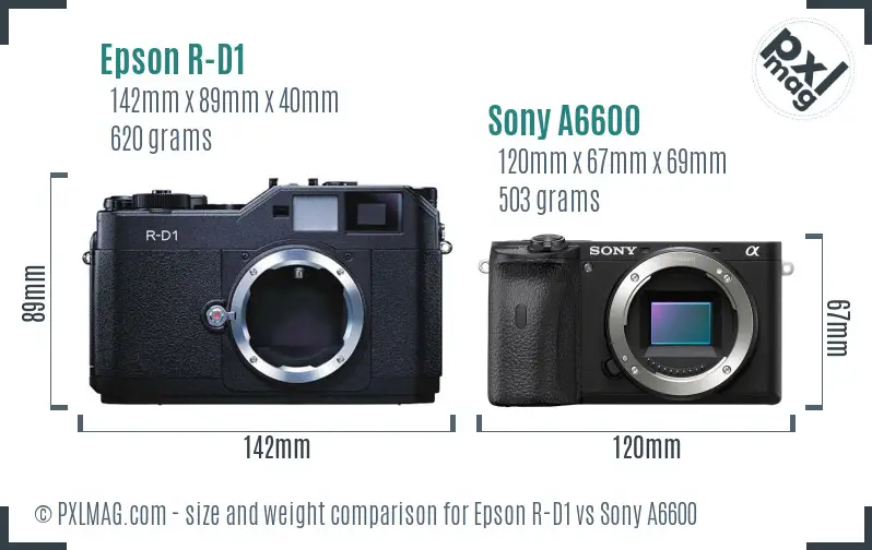 Epson R-D1 vs Sony A6600 size comparison