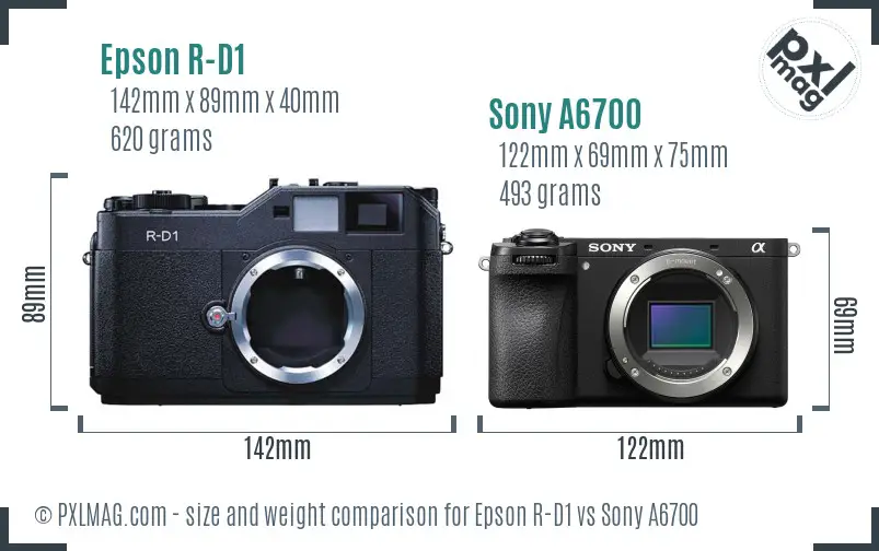 Epson R-D1 vs Sony A6700 size comparison