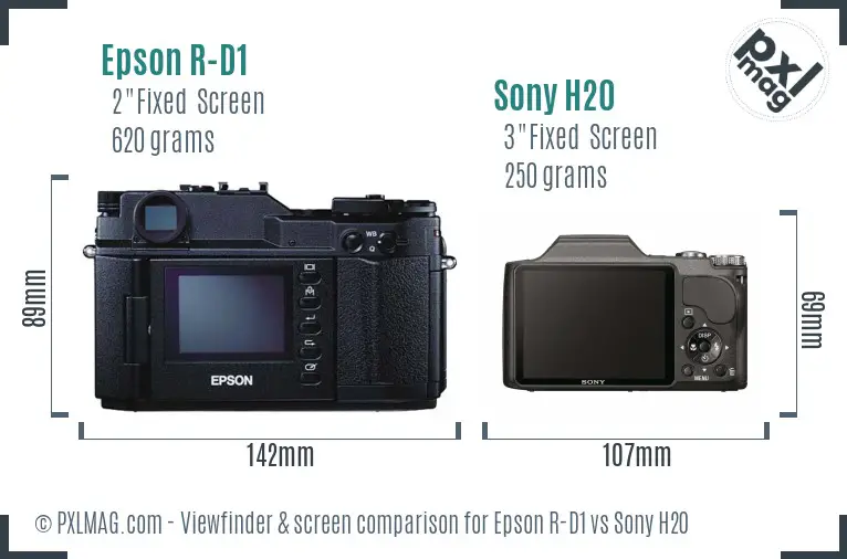 Epson R-D1 vs Sony H20 Screen and Viewfinder comparison