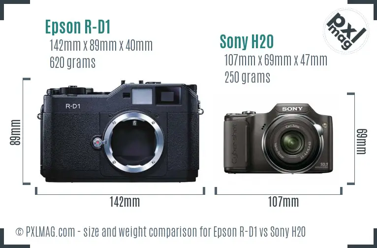 Epson R-D1 vs Sony H20 size comparison