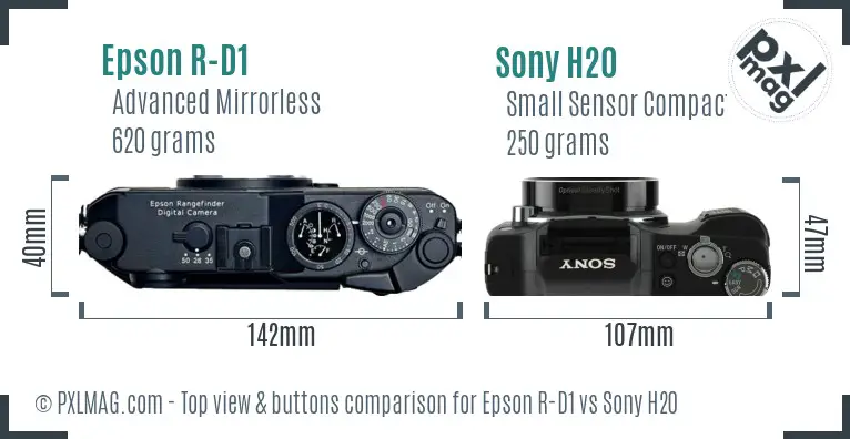 Epson R-D1 vs Sony H20 top view buttons comparison
