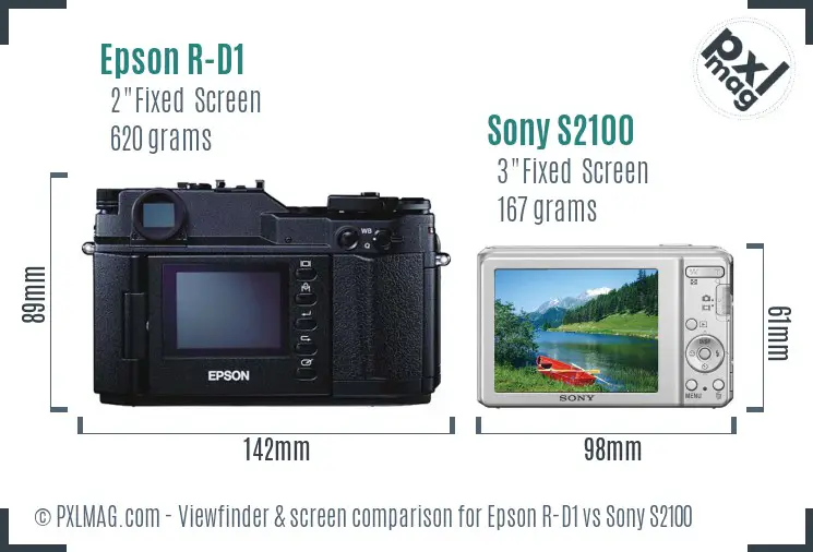 Epson R-D1 vs Sony S2100 Screen and Viewfinder comparison