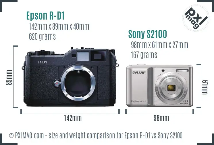 Epson R-D1 vs Sony S2100 size comparison