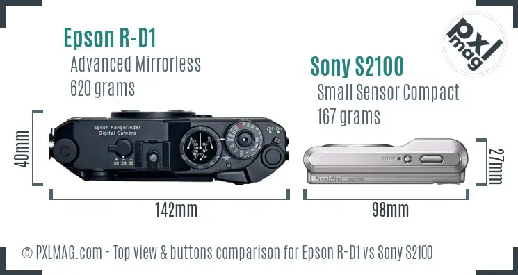 Epson R-D1 vs Sony S2100 top view buttons comparison