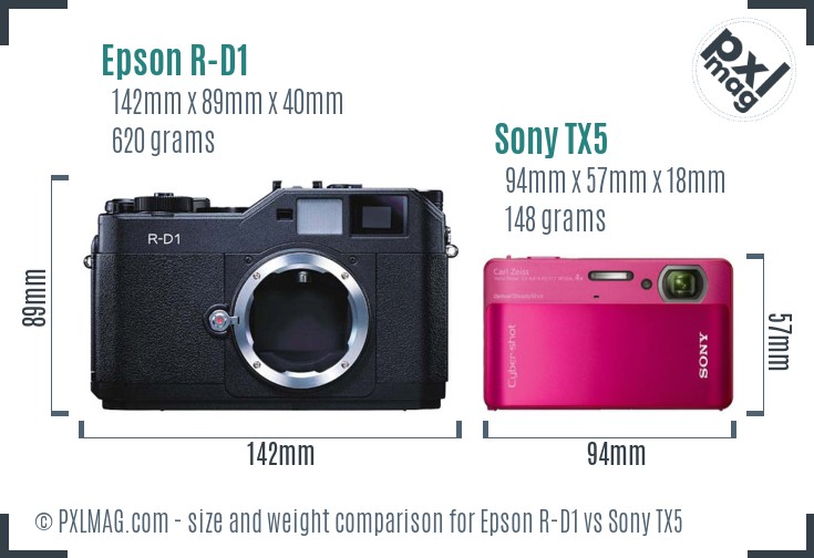 Epson R-D1 vs Sony TX5 size comparison Epson R-D1 vs Sony TX5 size comparison